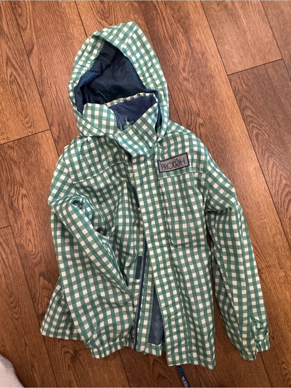 Rodeo Kids Green & White Gingham Hooded Raincoat